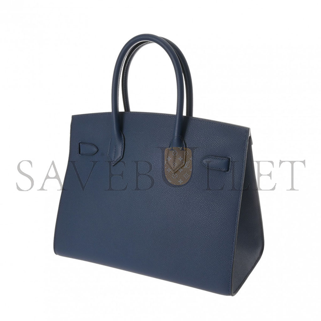 HERMES MASTER BIRKIN 30 EPSOM LEATHER DUCK BLUE SILVER BUCKLE PLATINUM BAG 614760 (30*23*15cm)